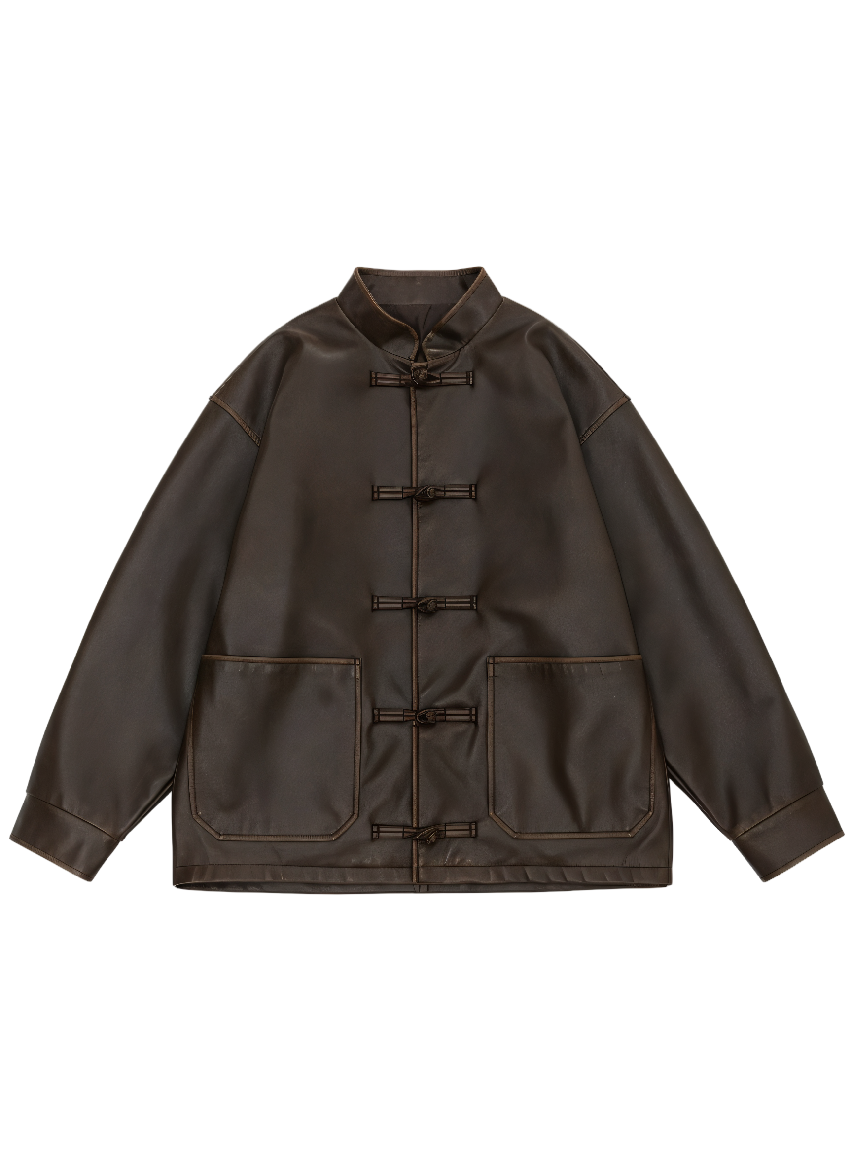 Oversized Vintage Distressed Faux Leather Jacket