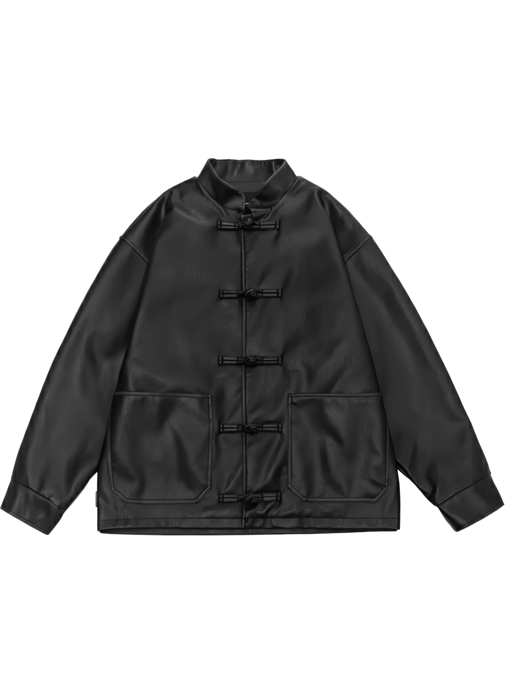 Oversized Vintage Distressed Faux Leather Jacket