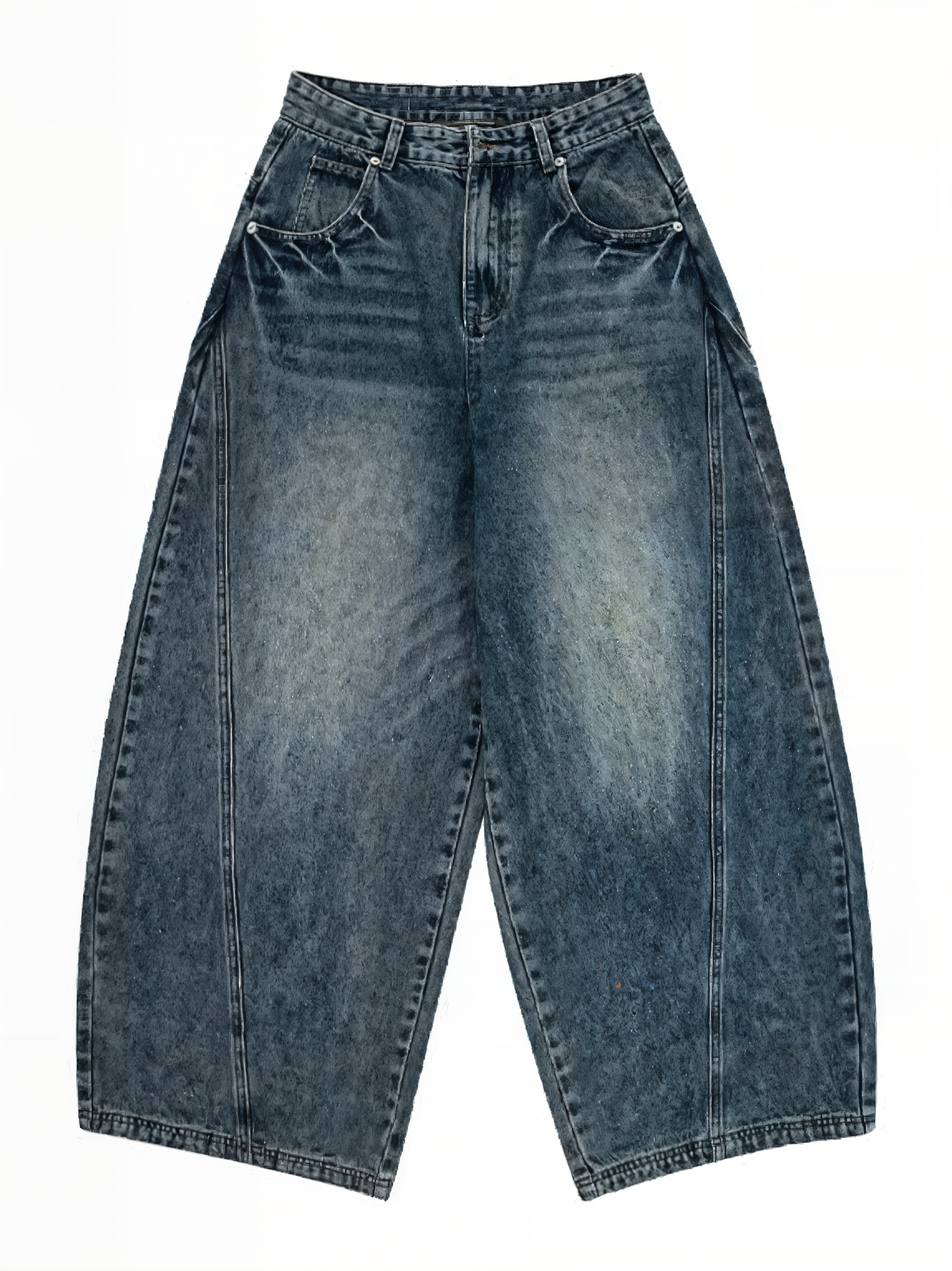 Vintage Washed Wide Leg Curved Jeans