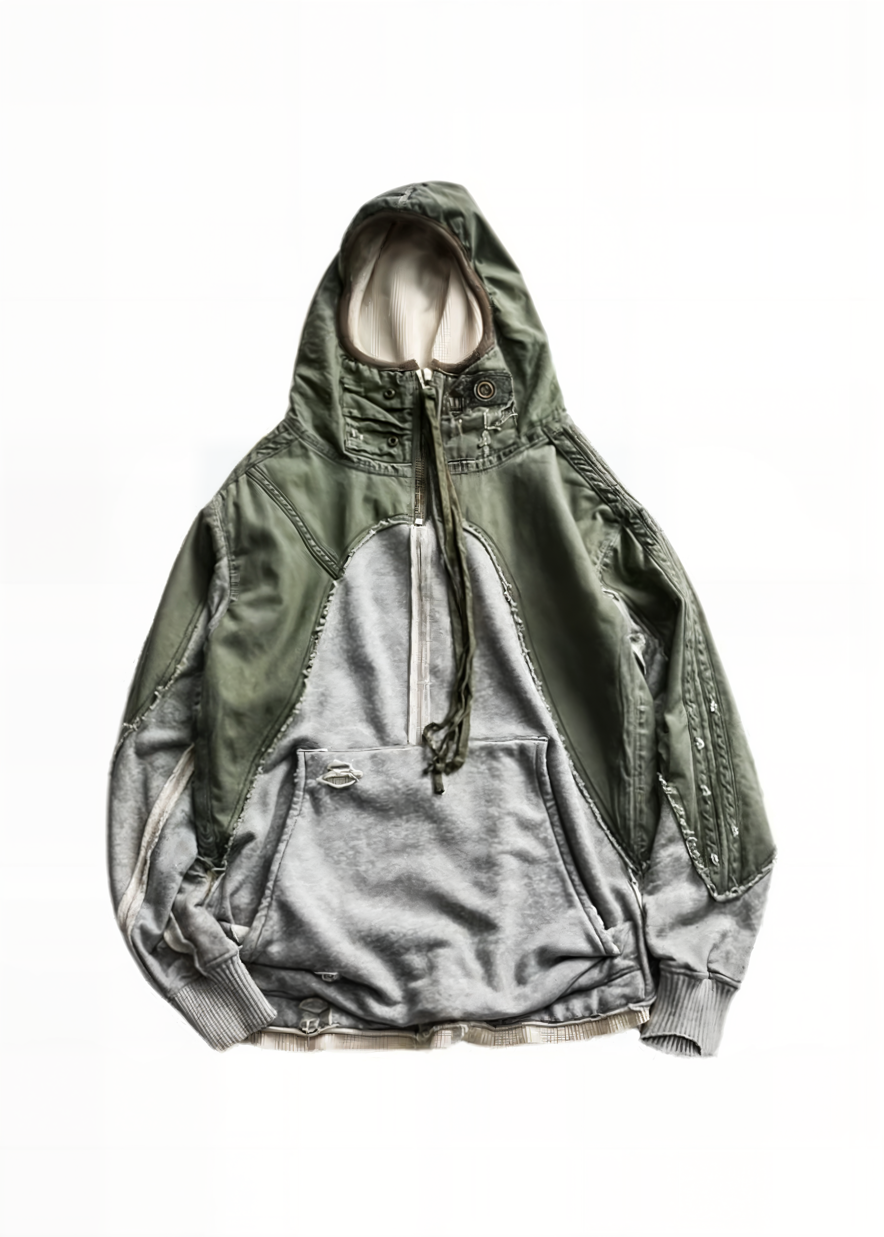 Army Patchwork Pullover Hoodie