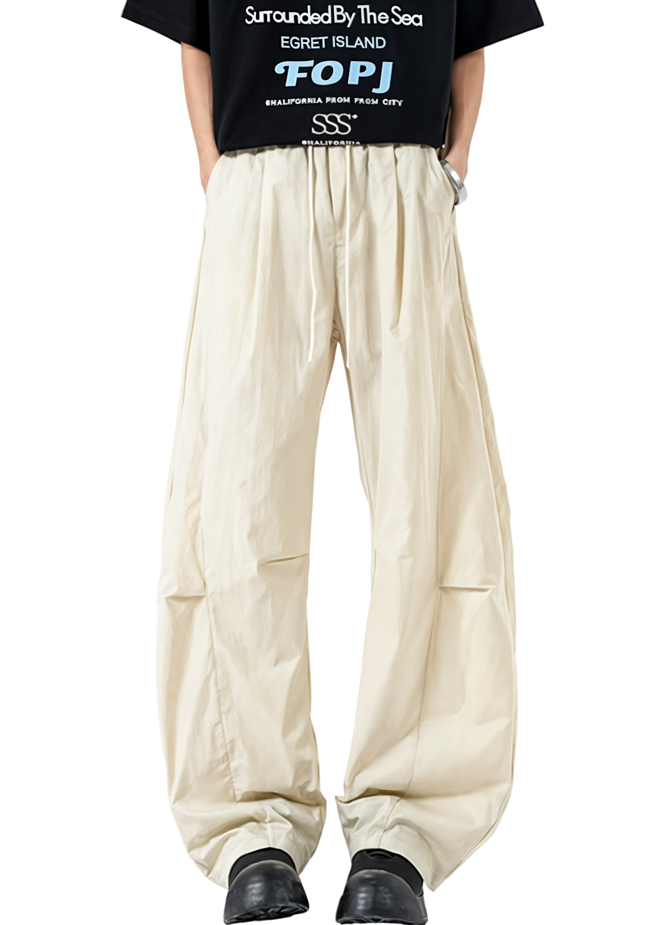 Elastic Waist Wide Leg Pants