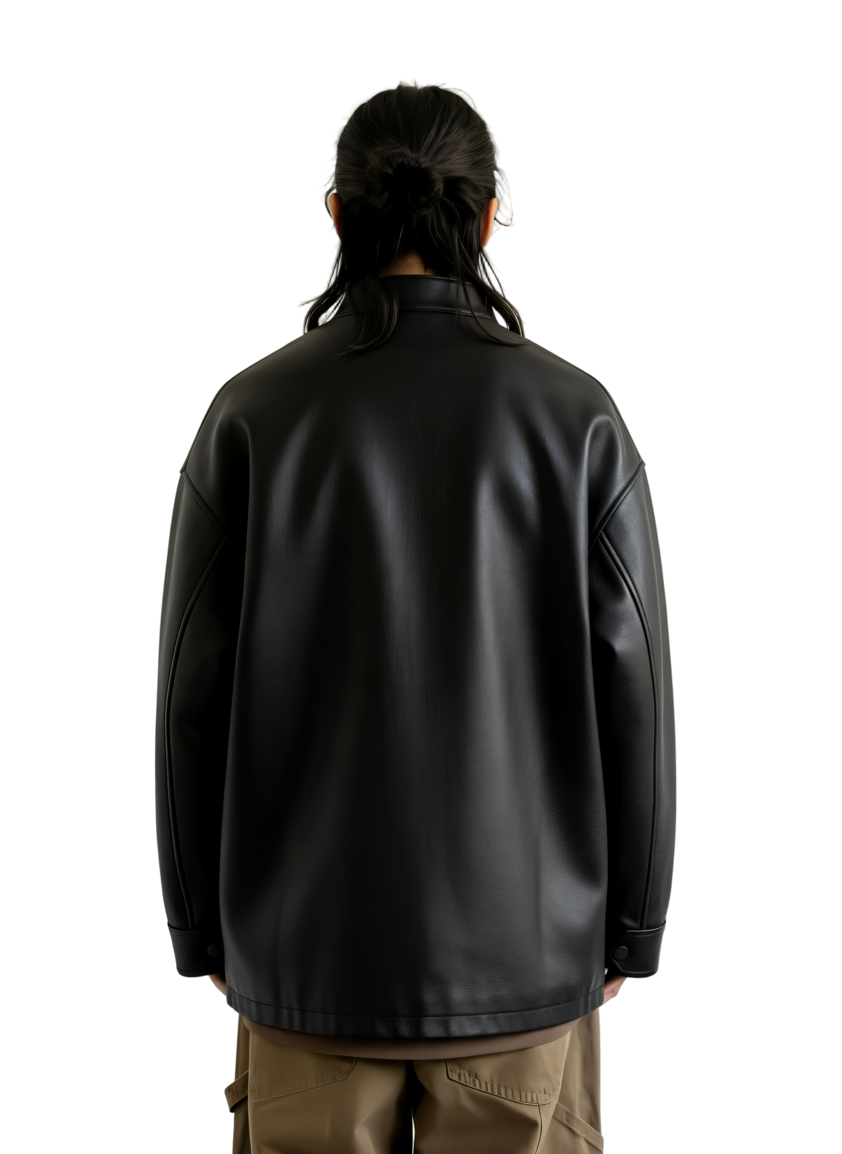 Oversized Vintage Distressed Faux Leather Jacket