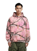 Oversized Pink Branch Camo Print Hoodie