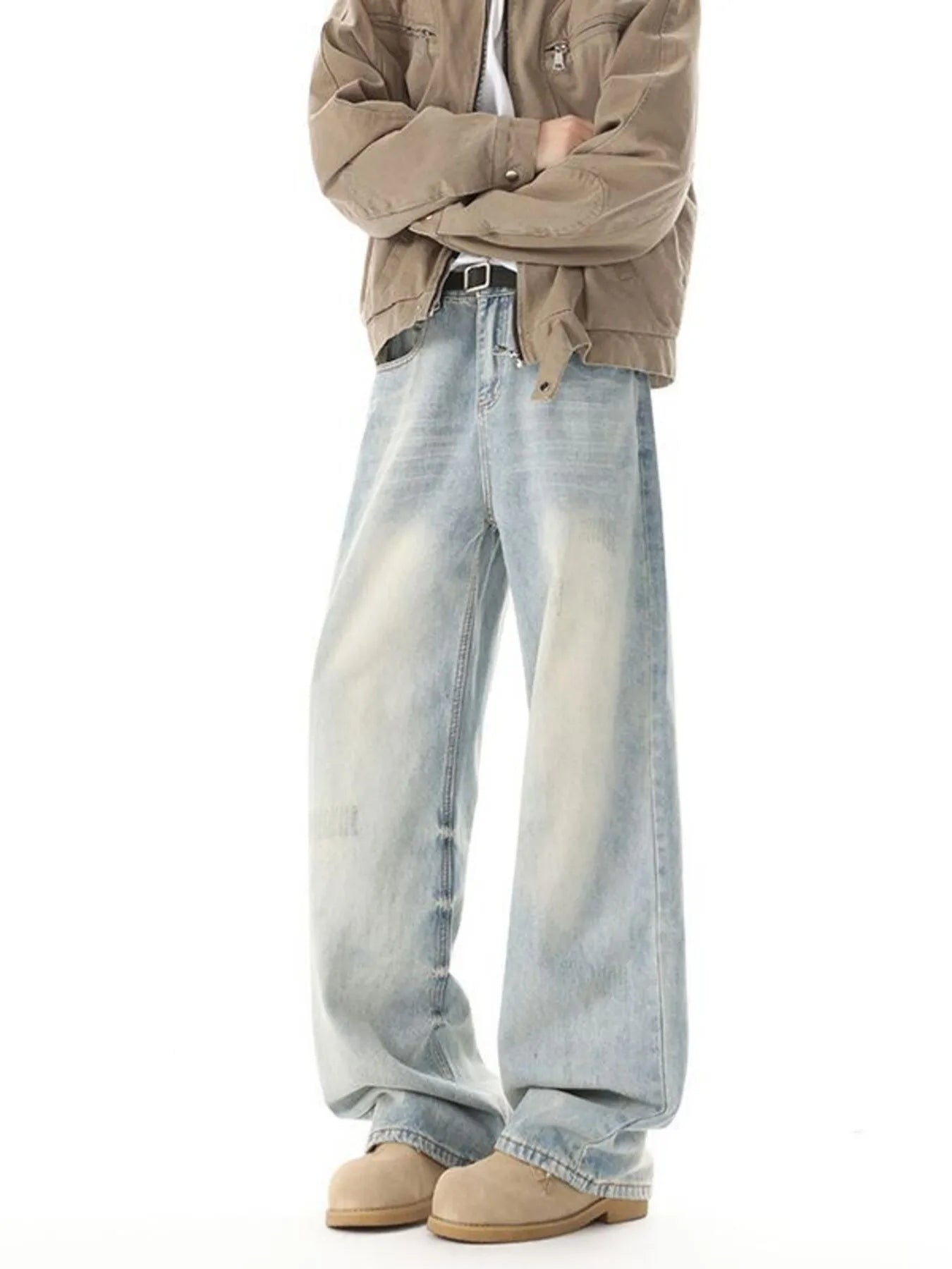 High Waisted Washed Wide Leg Jeans