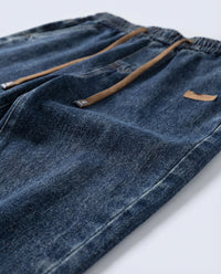 Dark Blue Stretch Drawstring Jeans