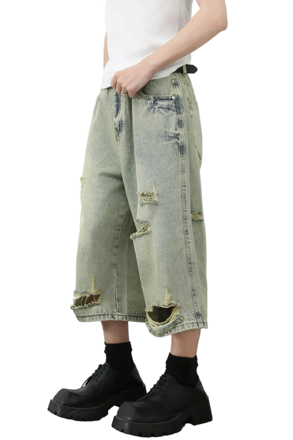 Distressed Loose Denim Shorts