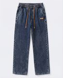 Dark Blue Stretch Drawstring Jeans