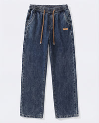 Dark Blue Stretch Drawstring Jeans
