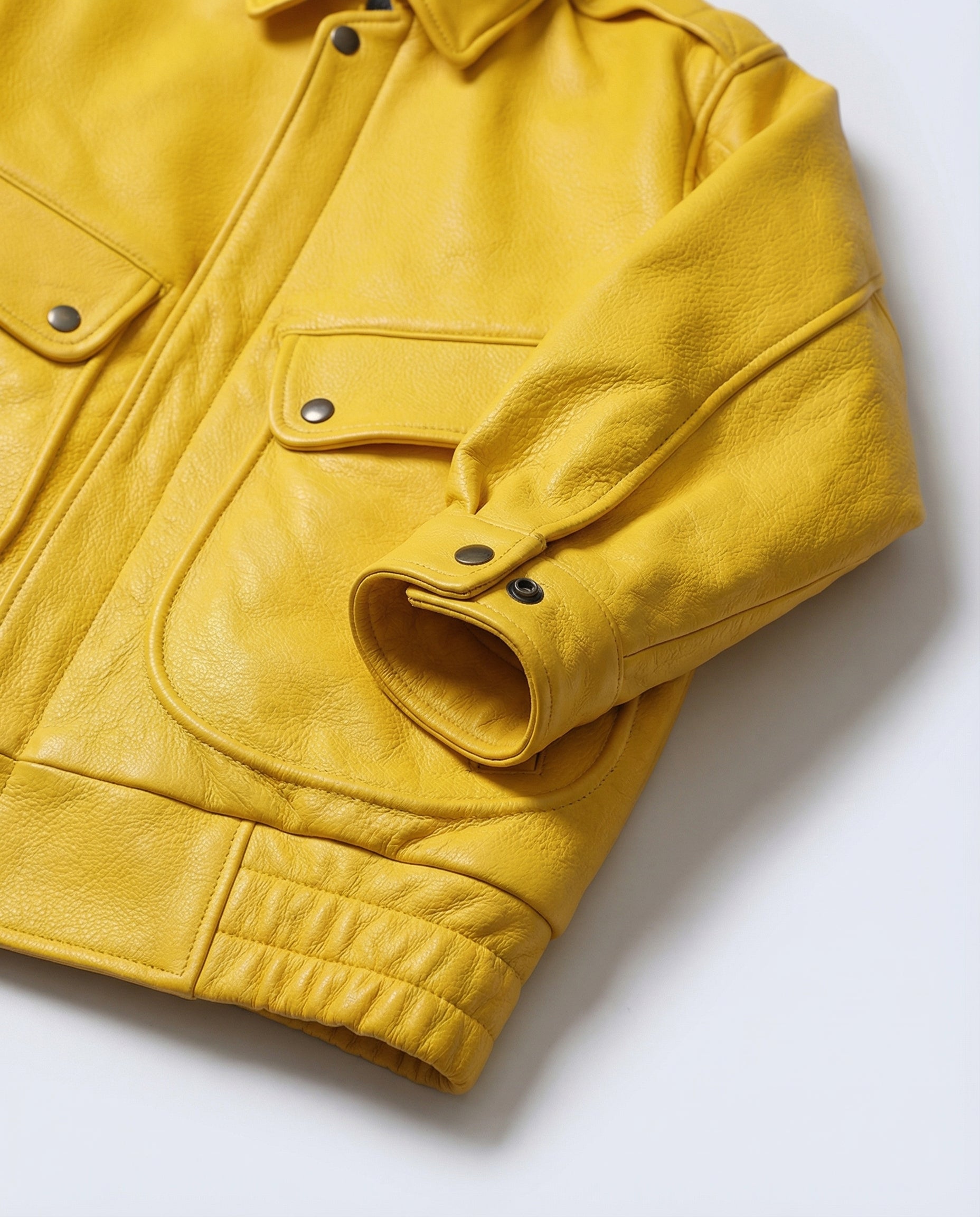 Cropped Yellow Faux Leather Jacket