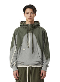 Army Patchwork Pullover Hoodie