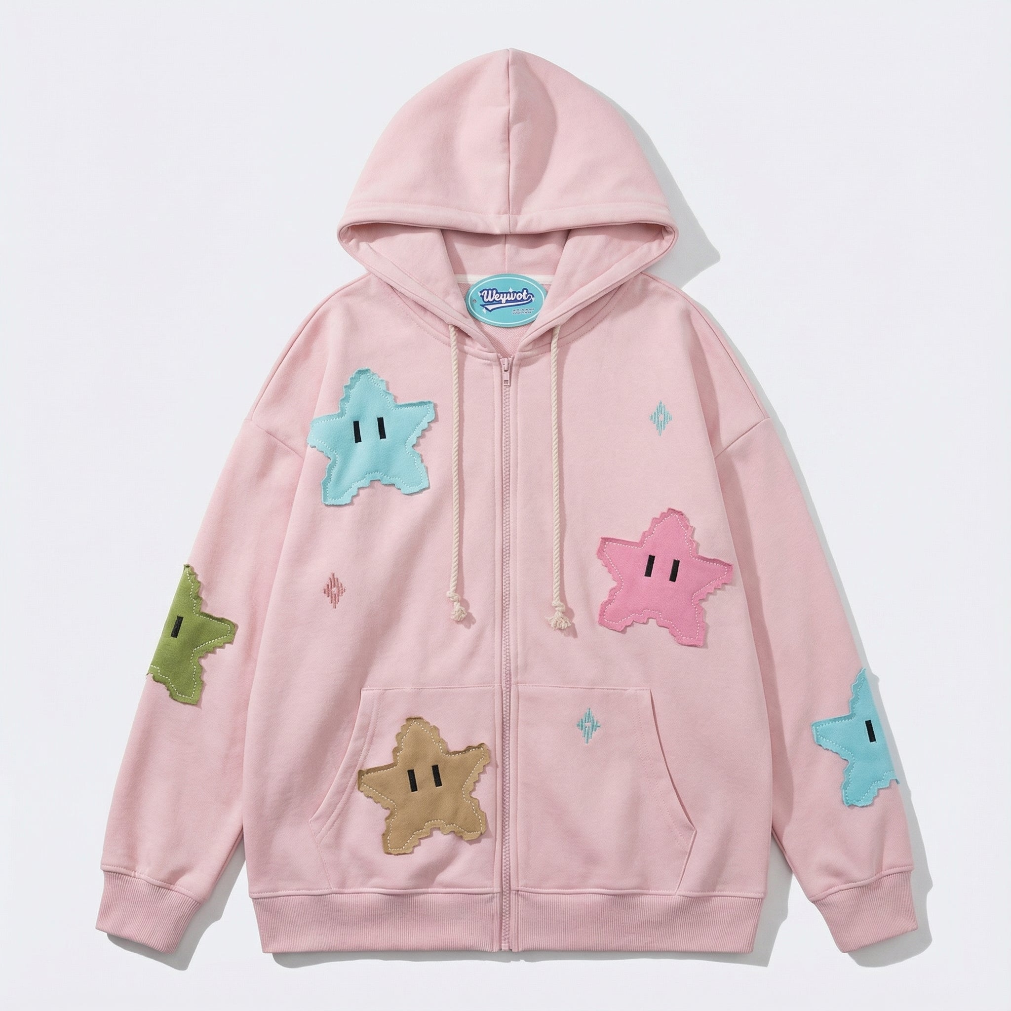 Star Patch Harajuku Zip Hoodie