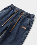 Dark Blue Stretch Drawstring Jeans