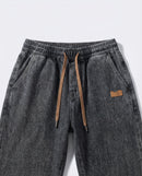 Dark Blue Stretch Drawstring Jeans