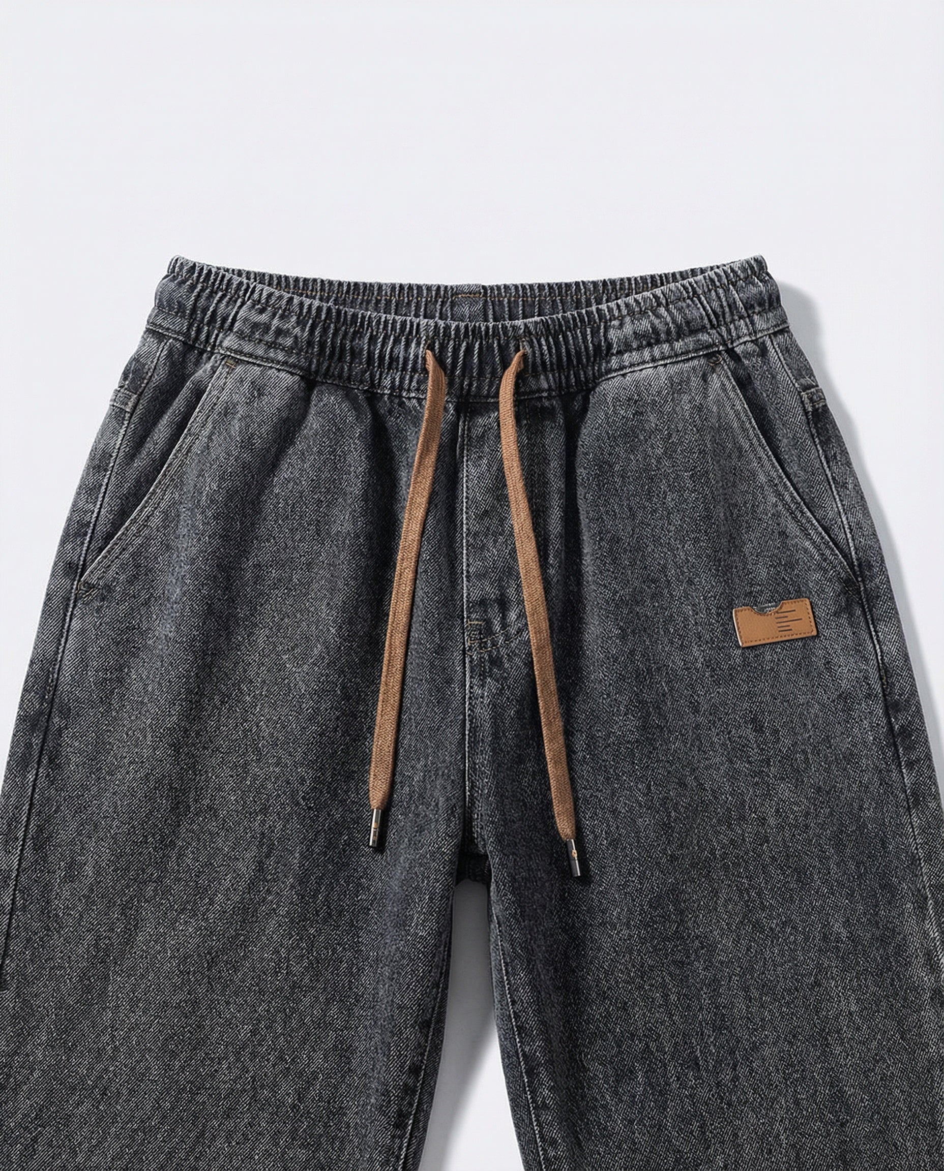Dark Blue Stretch Drawstring Jeans