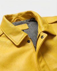 Cropped Yellow Faux Leather Jacket