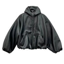 Oversized Black Faux Leather WIndbreaker Coat