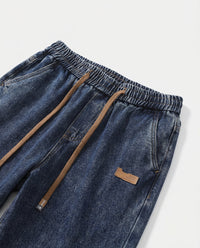 Dark Blue Stretch Drawstring Jeans
