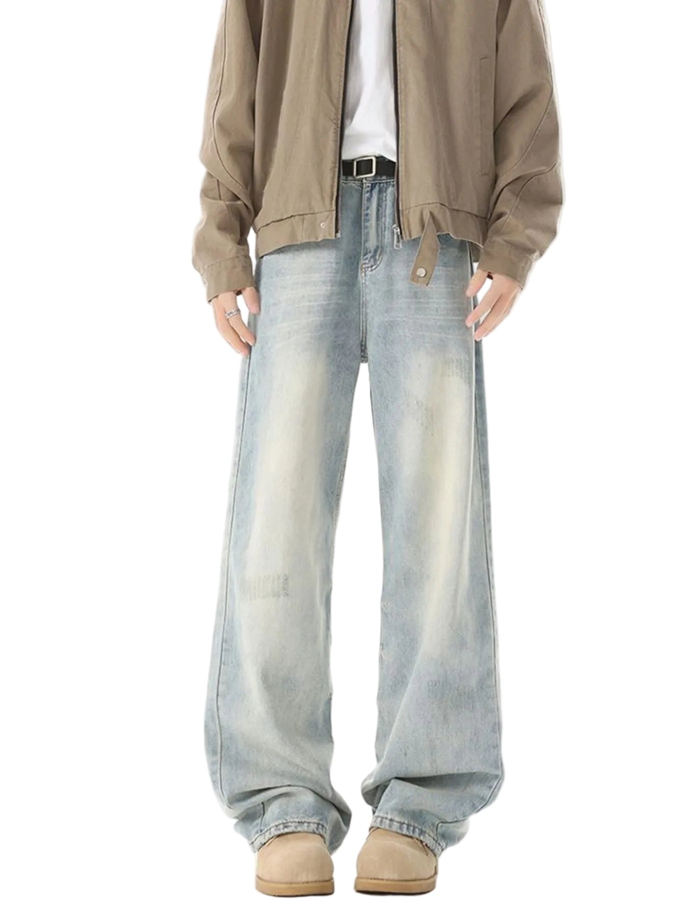 High Waisted Washed Wide Leg Jeans