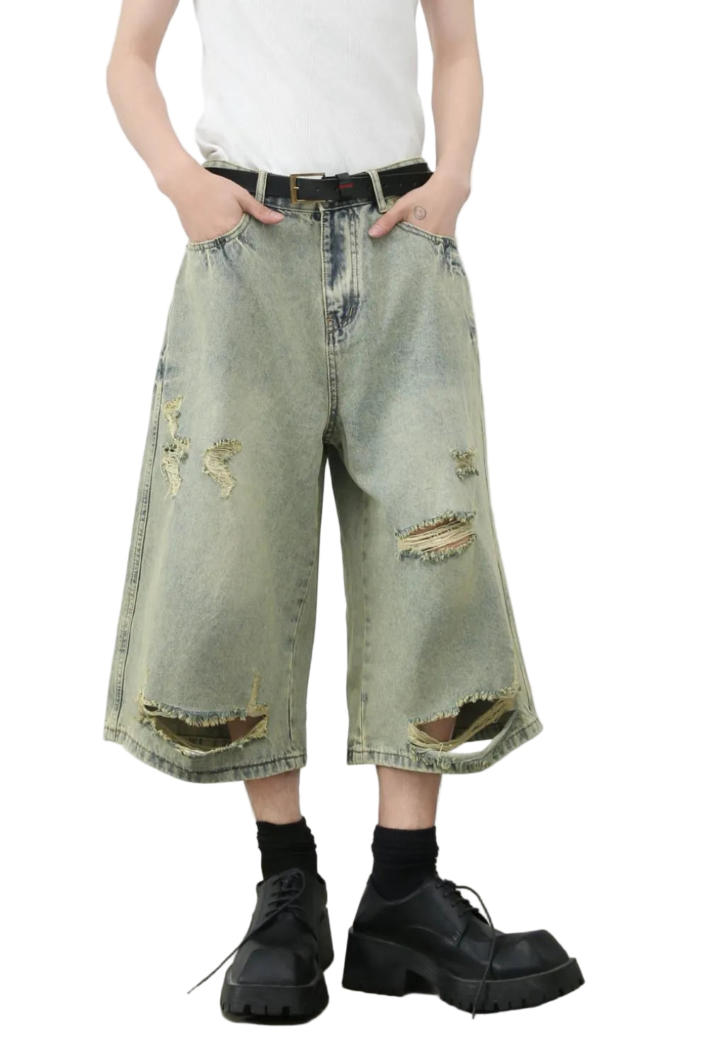 Distressed Loose Denim Shorts