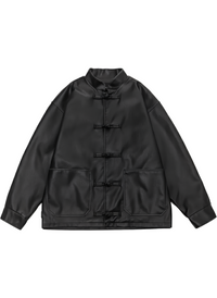 Oversized Vintage Distressed Faux Leather Jacket