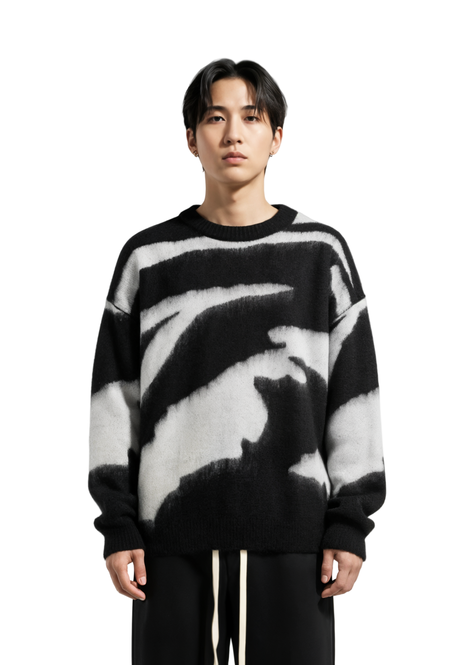 Contrast Round Neck Long Sleeve Sweater