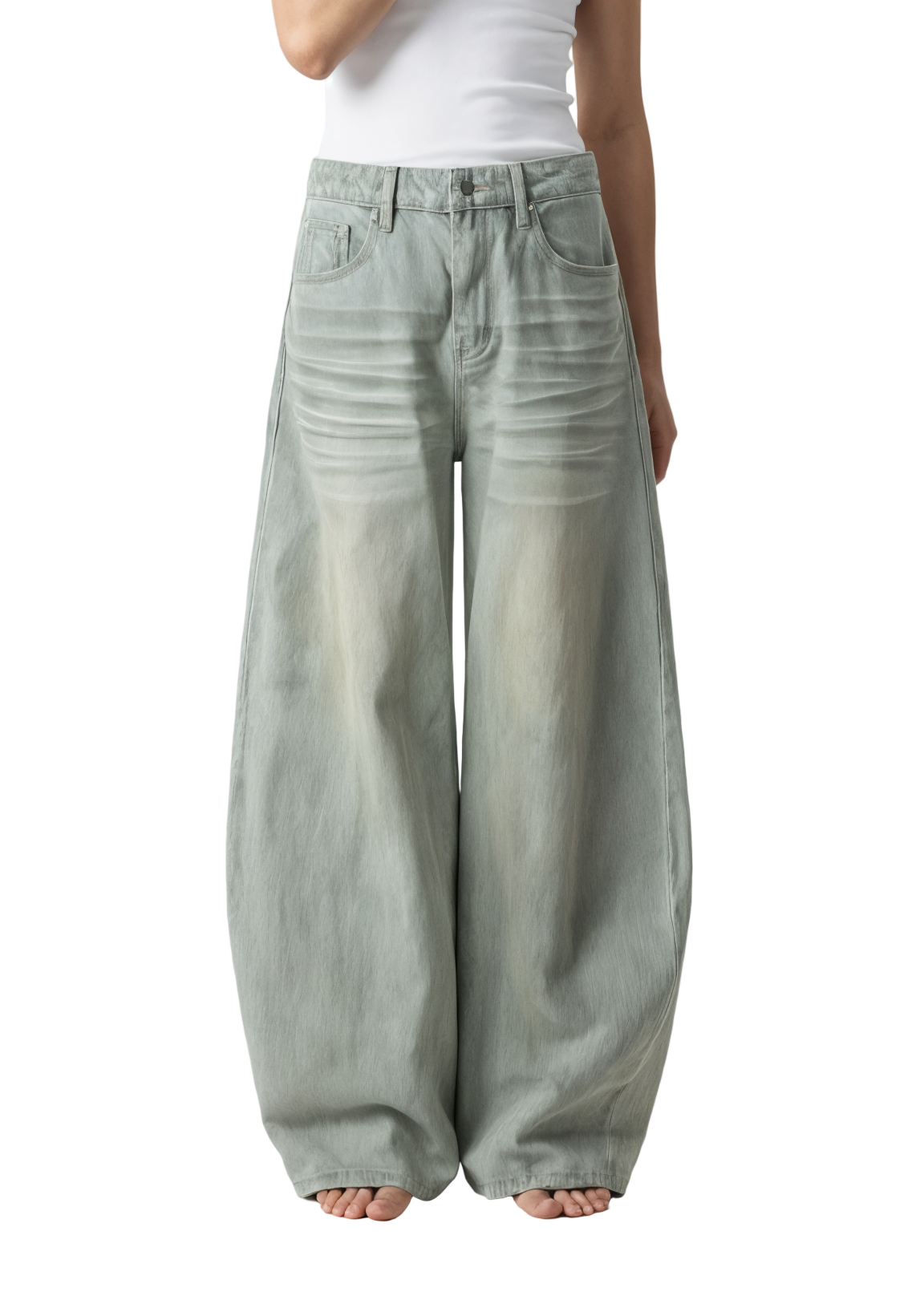 Vintage Washed Wide Leg Jeans