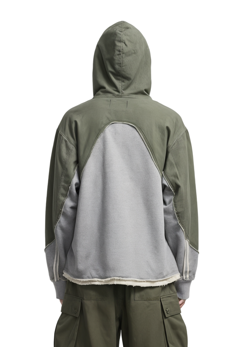 Army Patchwork Pullover Hoodie