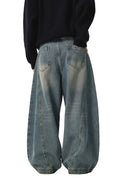 Vintage Washed Wide Leg Curved Jeans