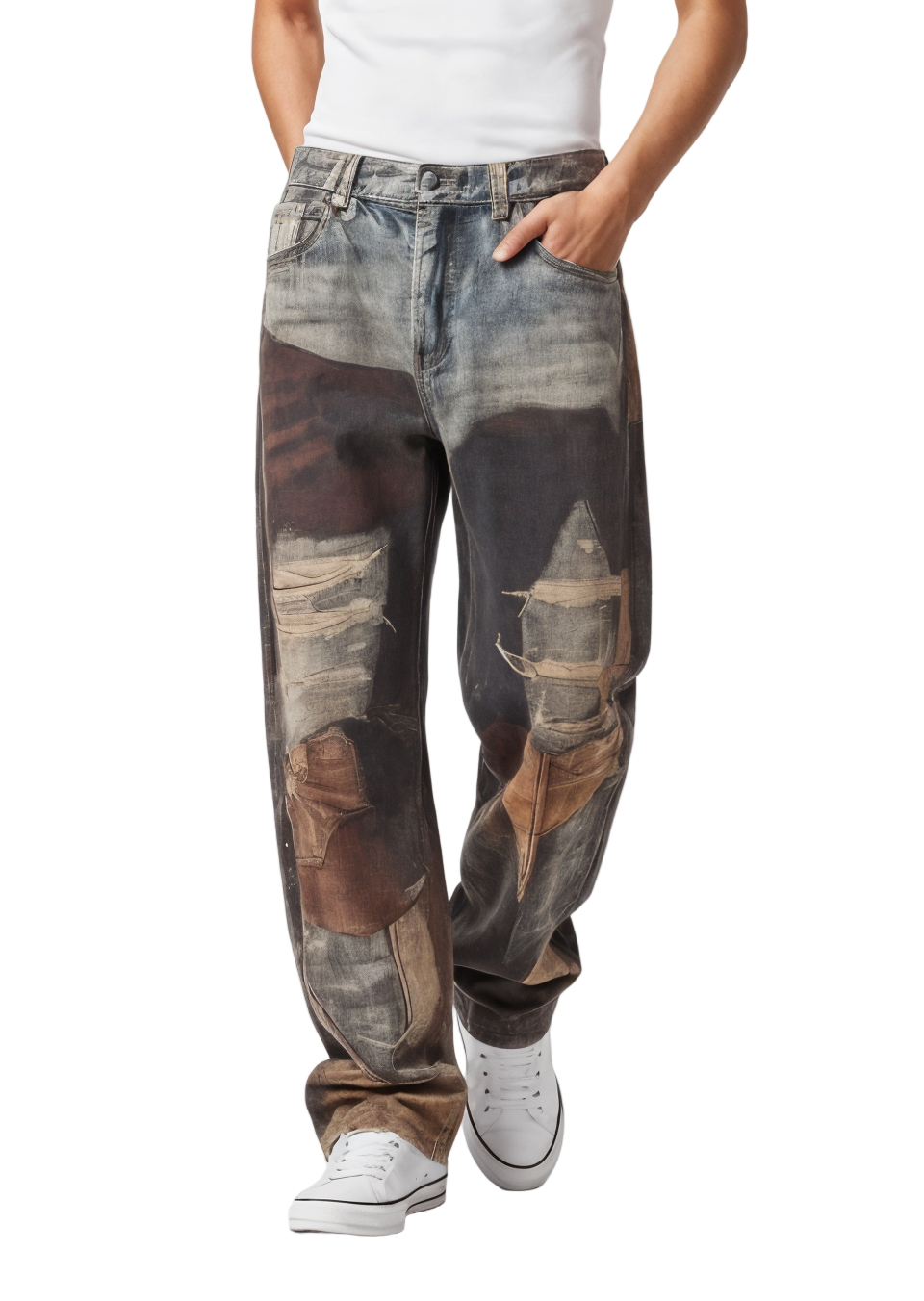 3D Printed Ripped Hole Jeans