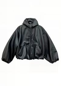 Oversized Black Faux Leather WIndbreaker Coat