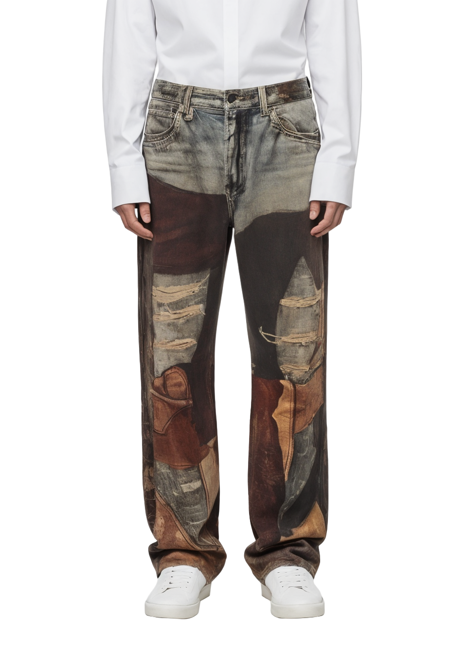 3D Printed Ripped Hole Jeans