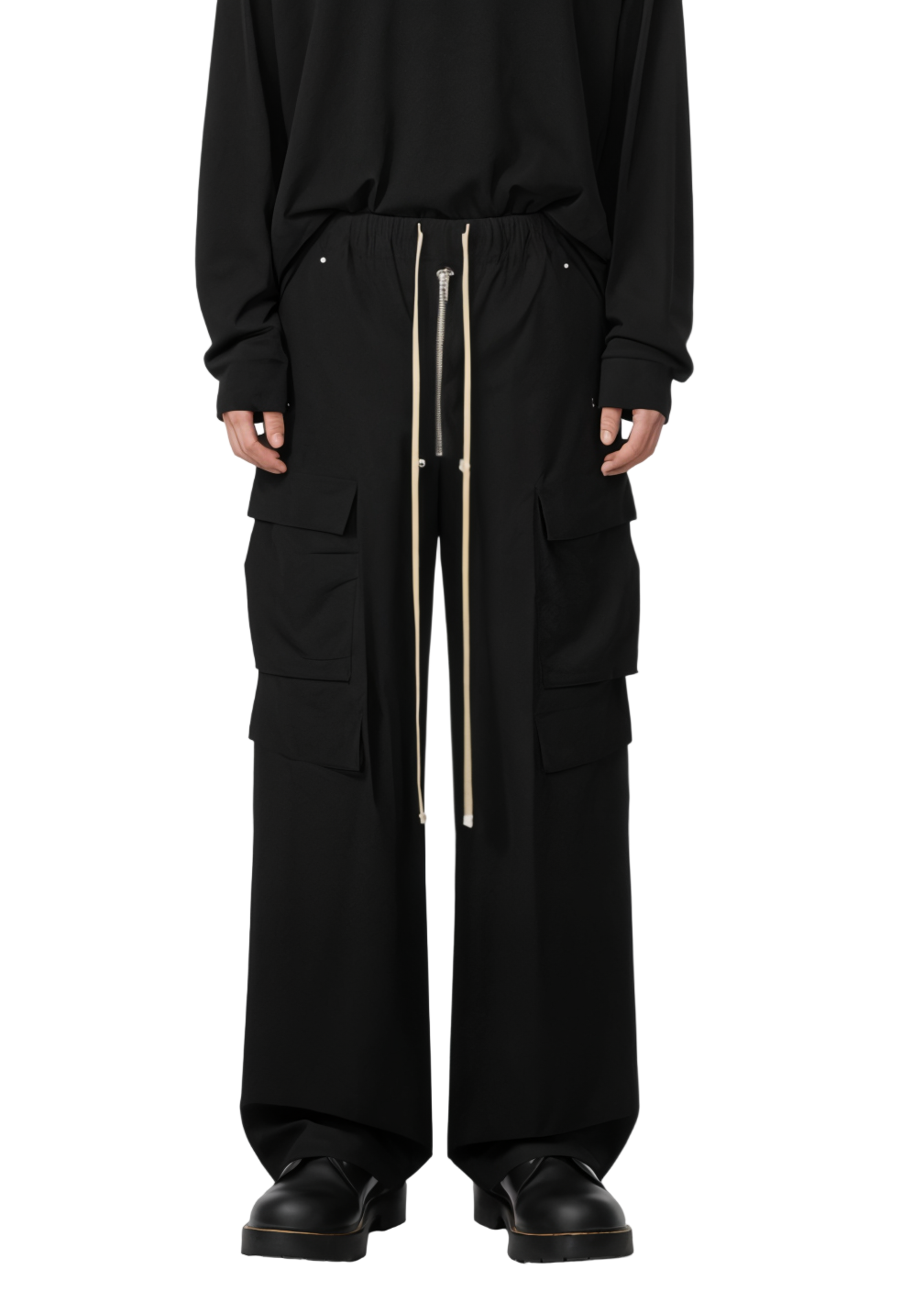 Dark Wide Leg Cargo Pants