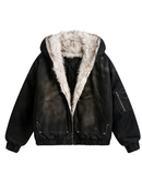 Washed Denim Jacket Fleece Coats