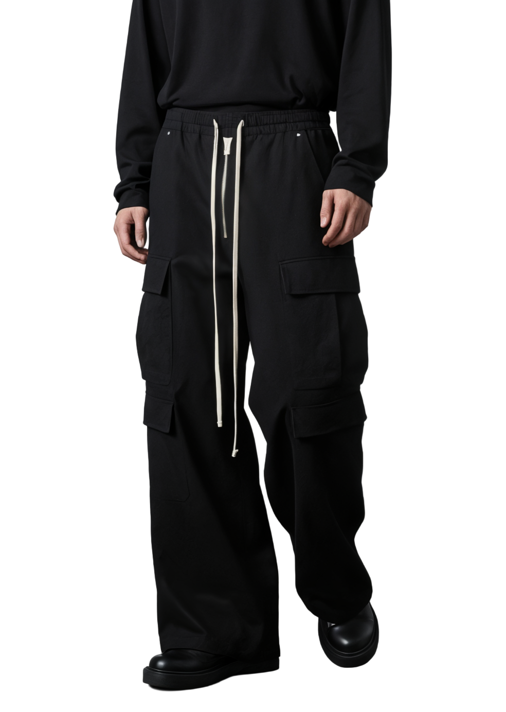 Dark Wide Leg Cargo Pants