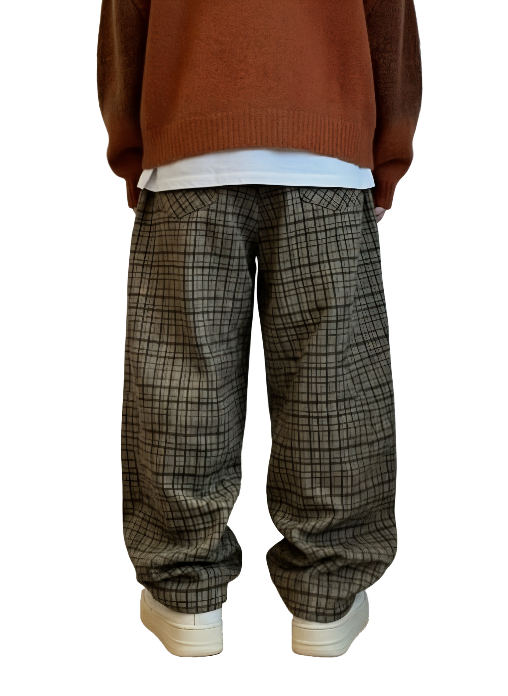 Oversized Baggy Wide Leg Plaid Canvas Pants