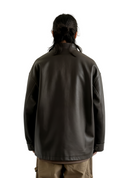 Oversized Vintage Distressed Faux Leather Jacket