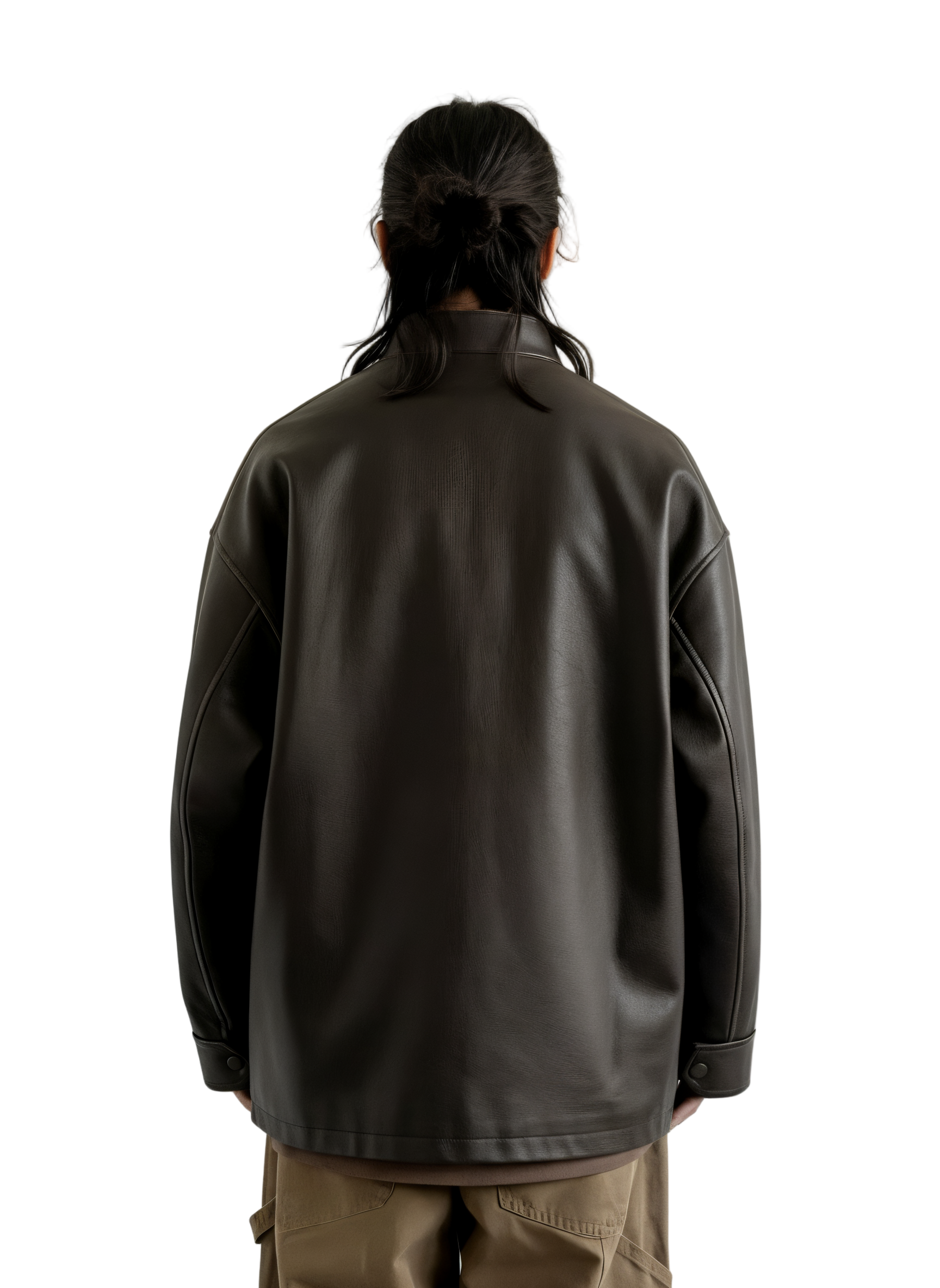 Oversized Vintage Distressed Faux Leather Jacket