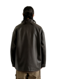 Oversized Vintage Distressed Faux Leather Jacket
