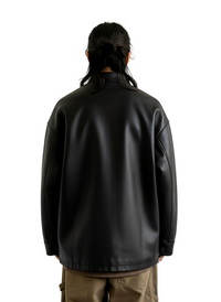 Oversized Vintage Distressed Faux Leather Jacket