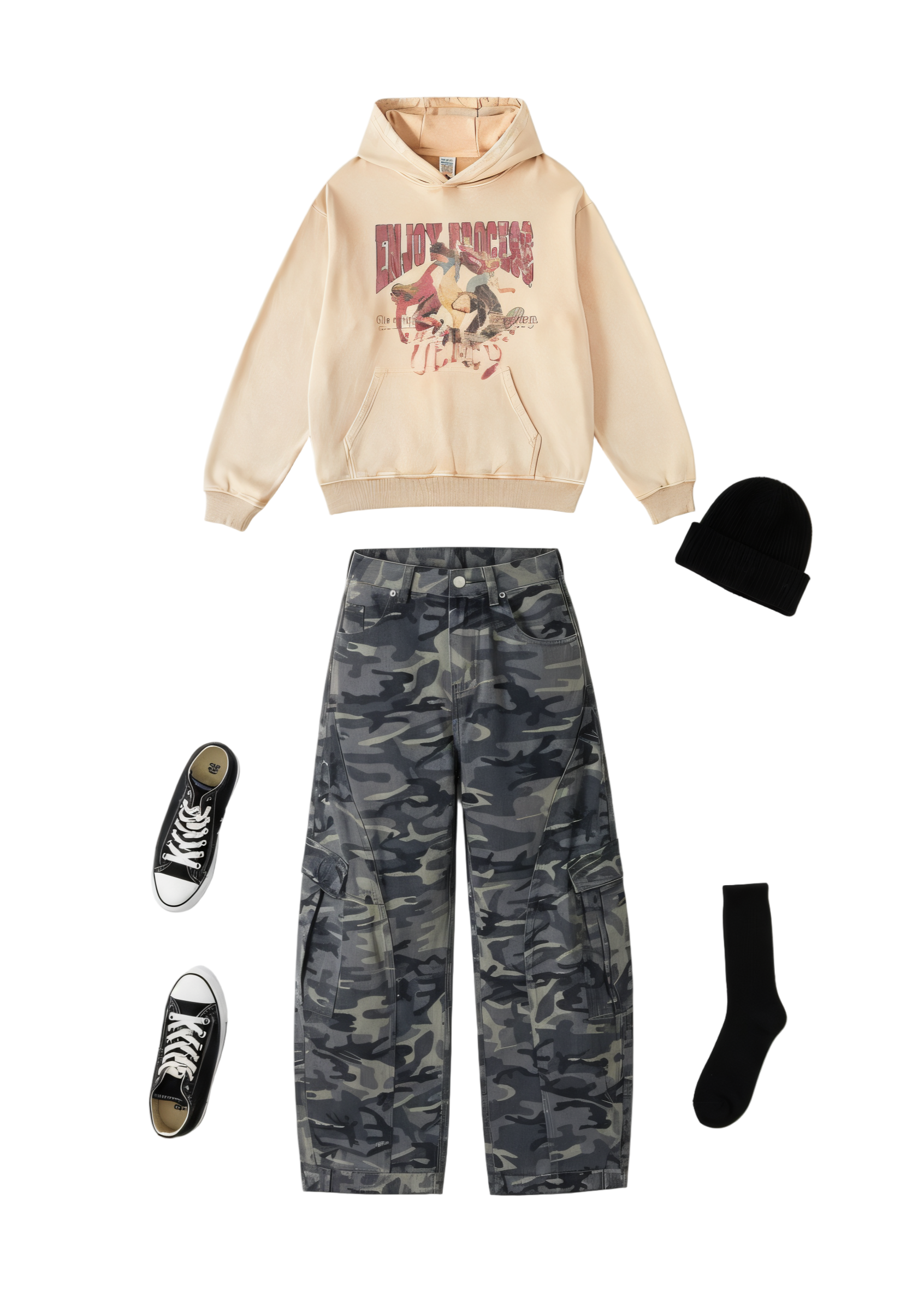 The Vintage Camo Set 1 (Graphic Hoodie + Pant Bundle)