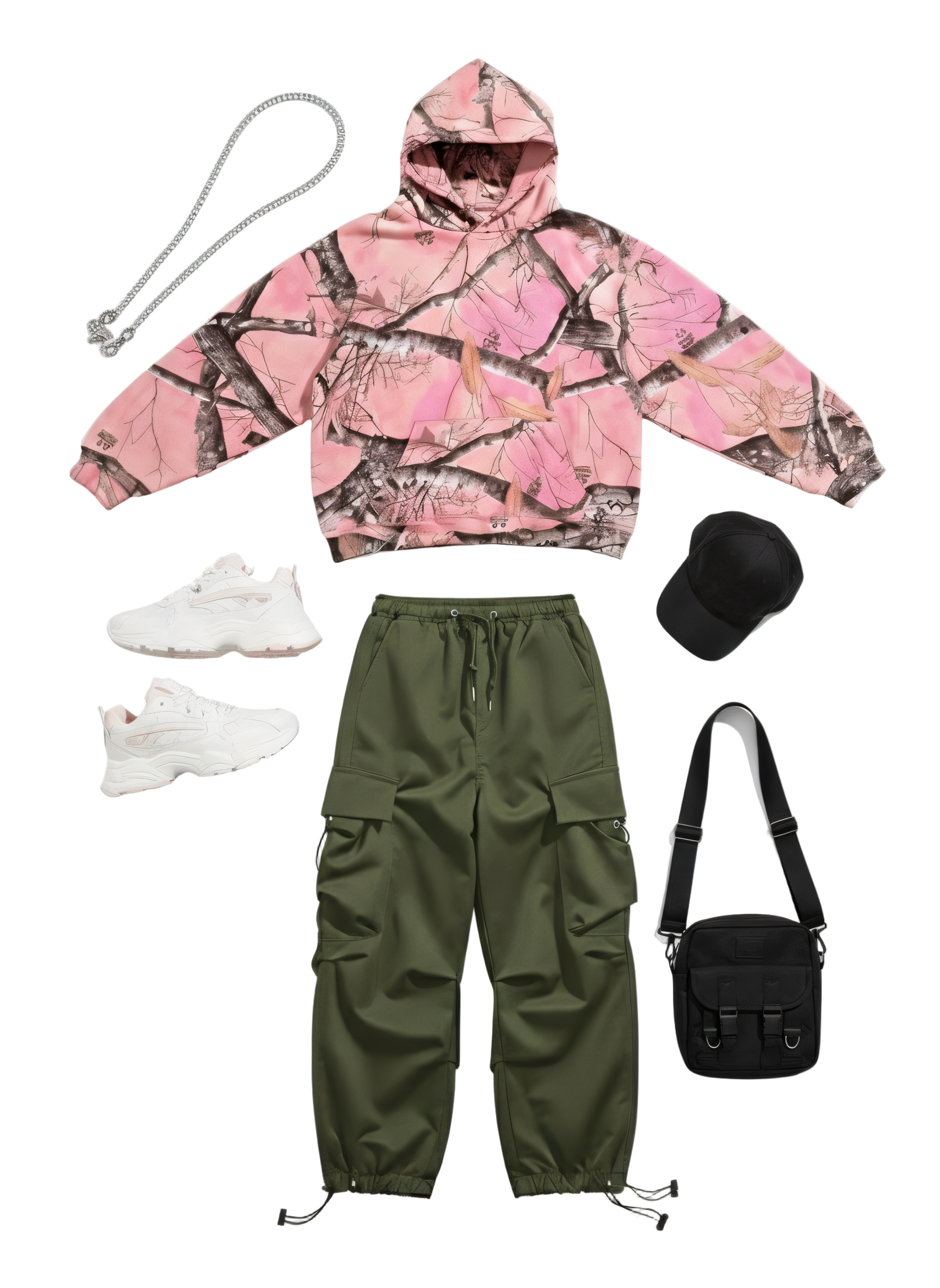 The Pink Camo Set 2 (Camo Hoodie  + Cargo Pant Bundle)