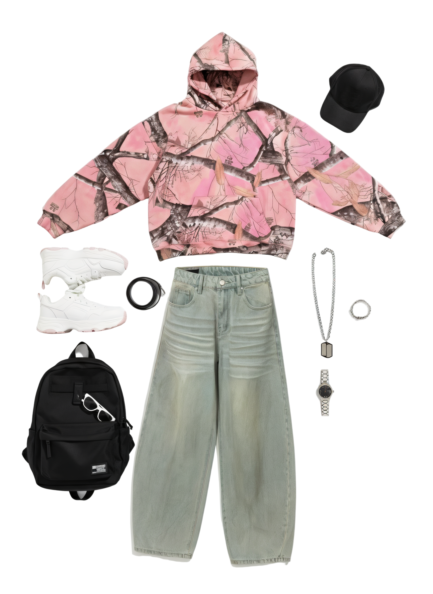 The Pink Camo Set 1 (Pullover Hoodie + Jean Bundle)
