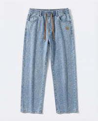 Dark Blue Stretch Drawstring Jeans