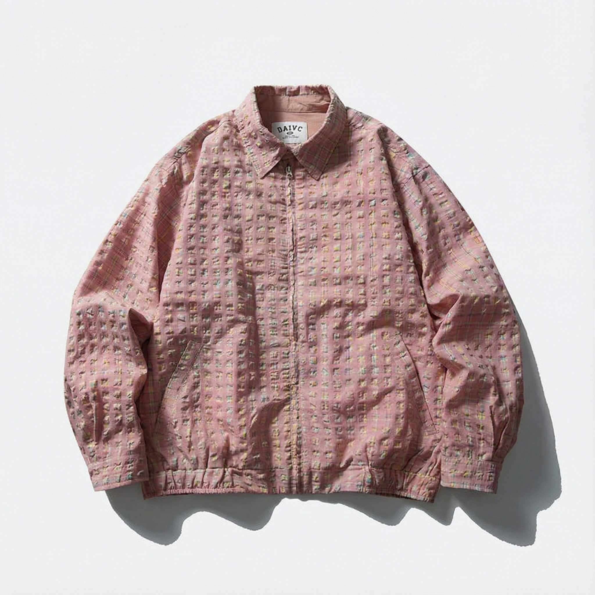 Plaid Seersucker Bomber Jacket