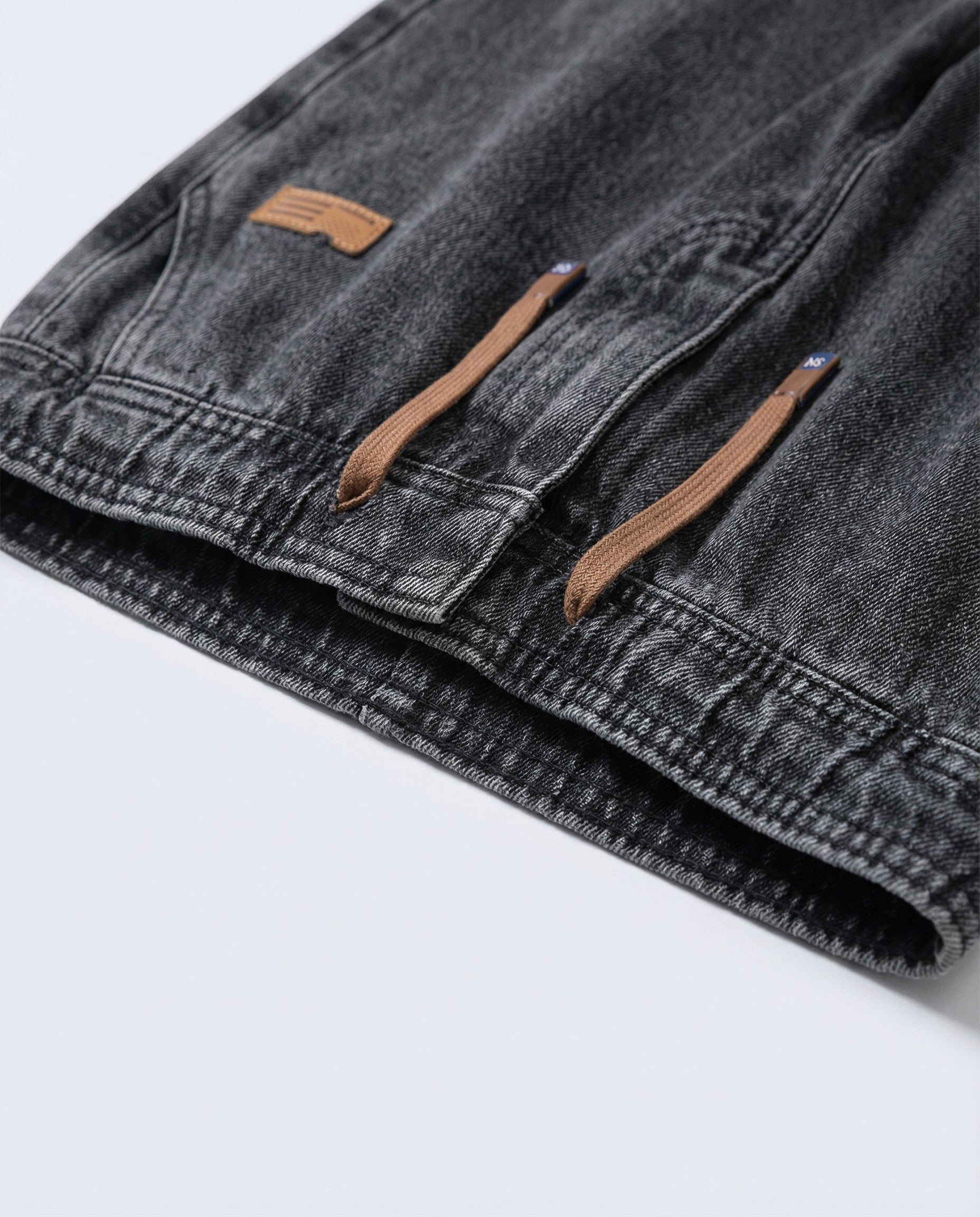Dark Blue Stretch Drawstring Jeans