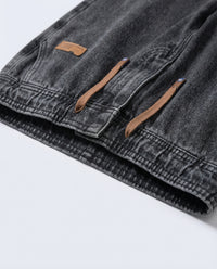 Dark Blue Stretch Drawstring Jeans