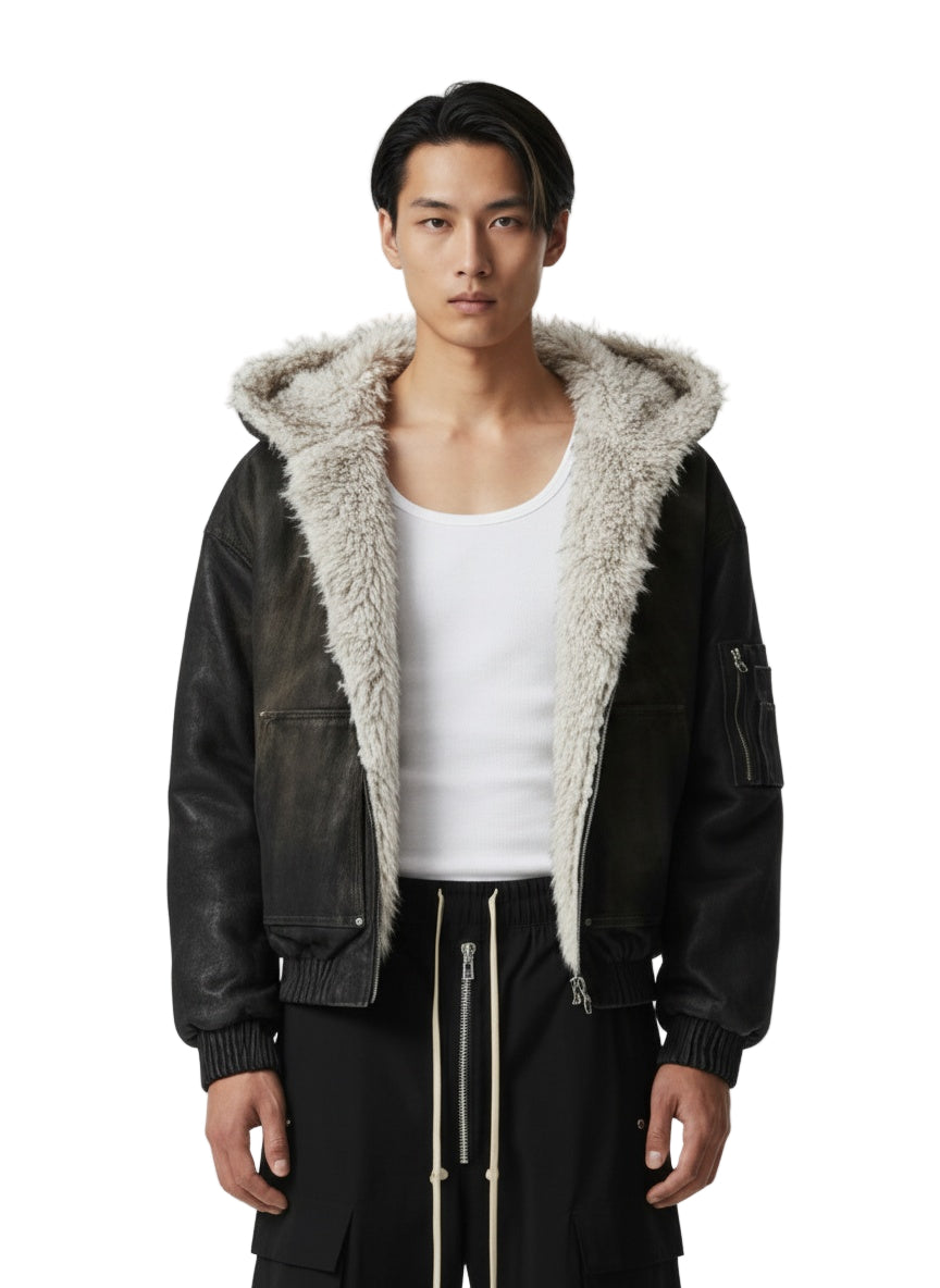Washed Denim Jacket Fleece Coats