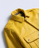 Cropped Yellow Faux Leather Jacket