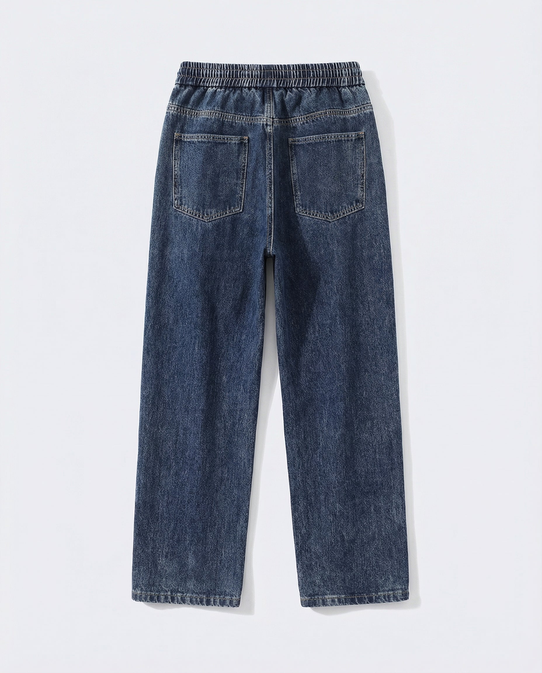 Dark Blue Stretch Drawstring Jeans