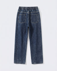 Dark Blue Stretch Drawstring Jeans